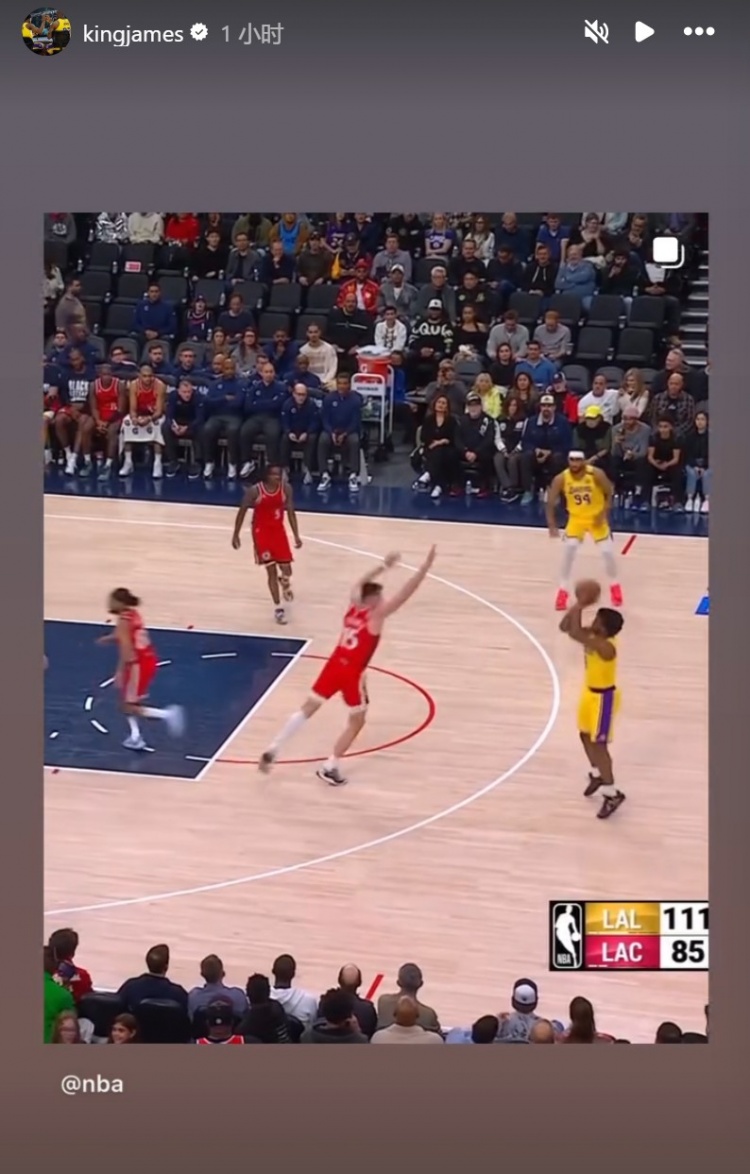  為你驕傲！布朗尼投進NBA生涯首記三分球！詹姆斯賽后轉發(fā)