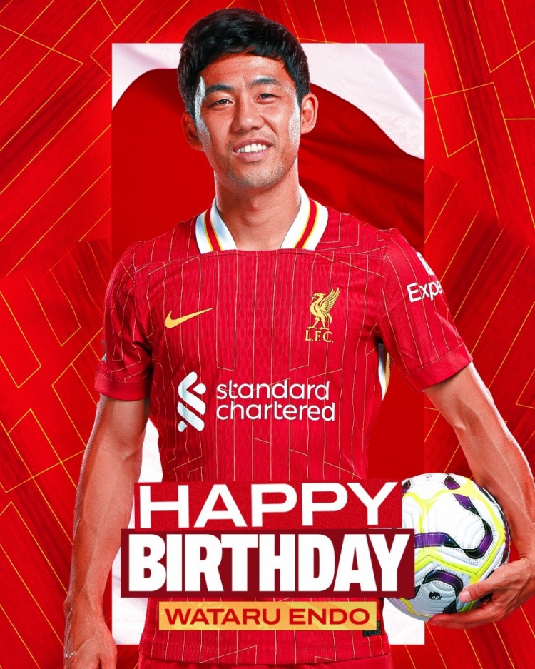  利物浦祝遠(yuǎn)藤航32歲生日快樂(lè)，球員加盟紅軍至今出戰(zhàn)62場(chǎng)比賽