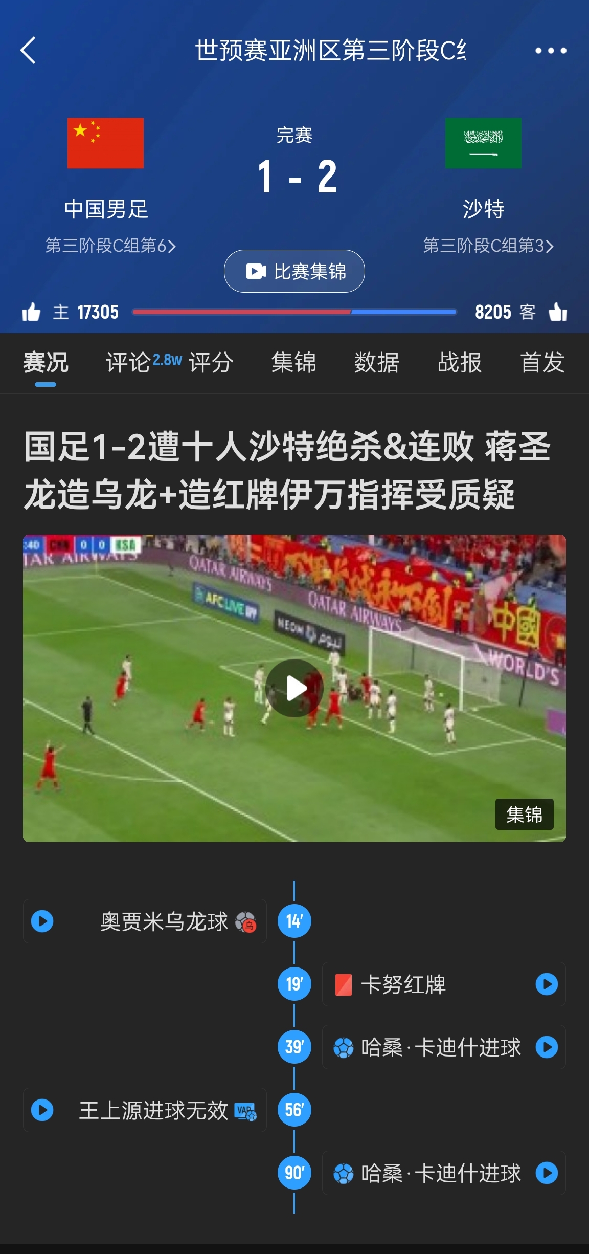  今天什么劇本？首戰(zhàn)沙特也是半場紅牌+蔣光太傷退，最后國足被翻